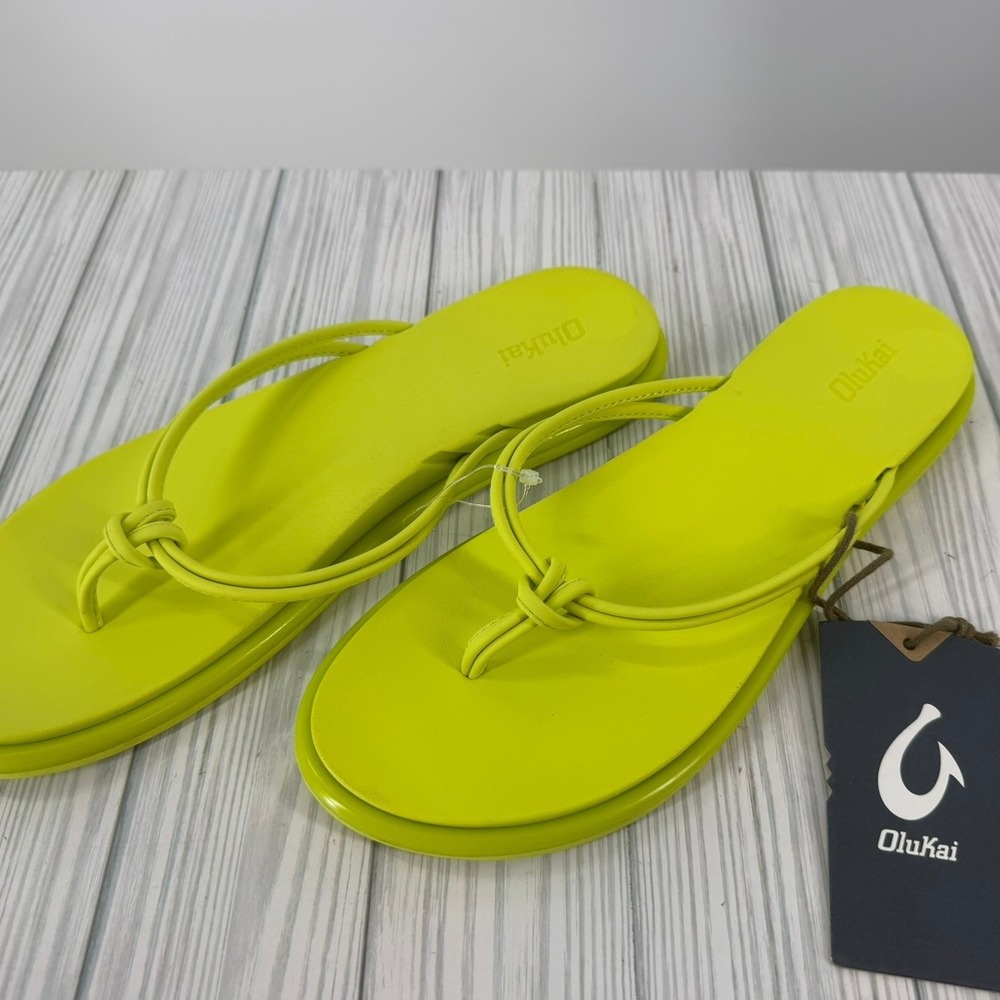 OluKai Aka Citron Yellow Knotted Thong Sandals Flip Flops Womens 9 New